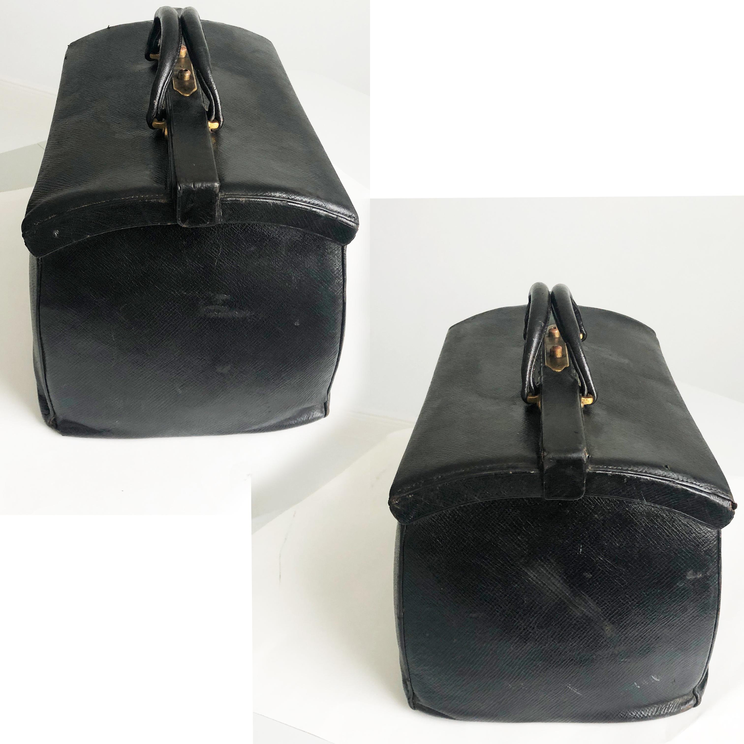 Louis Vuitton Doctors Bag Sac Cabine Rare Antique Travel Case Black Early 20th C In Fair Condition For Sale In Port Saint Lucie, FL