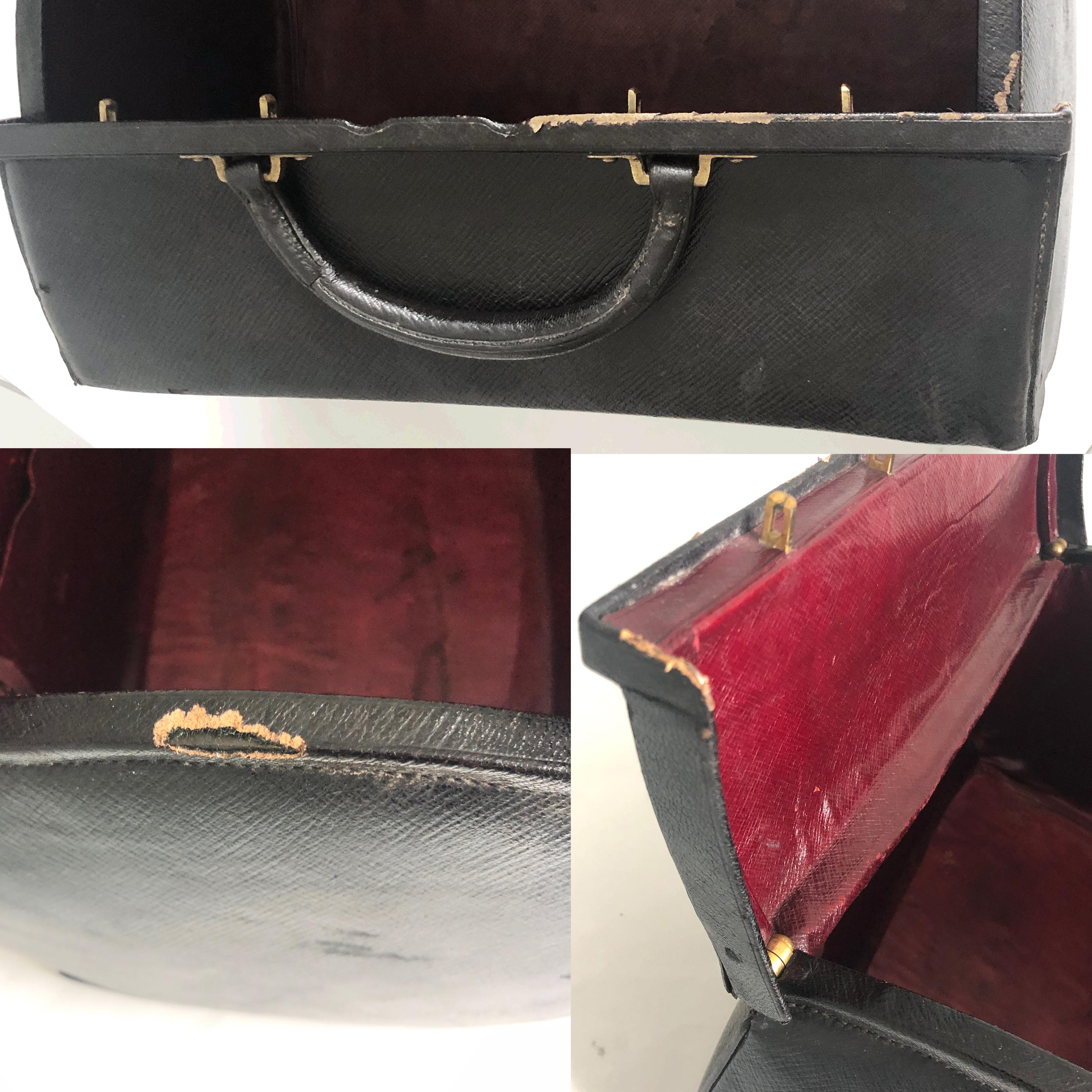 Seltene antike Sac Cabine-Reisetasche von Louis Vuitton für Arzt, schwarz, frühes 20. Jahrhundert im Angebot 4