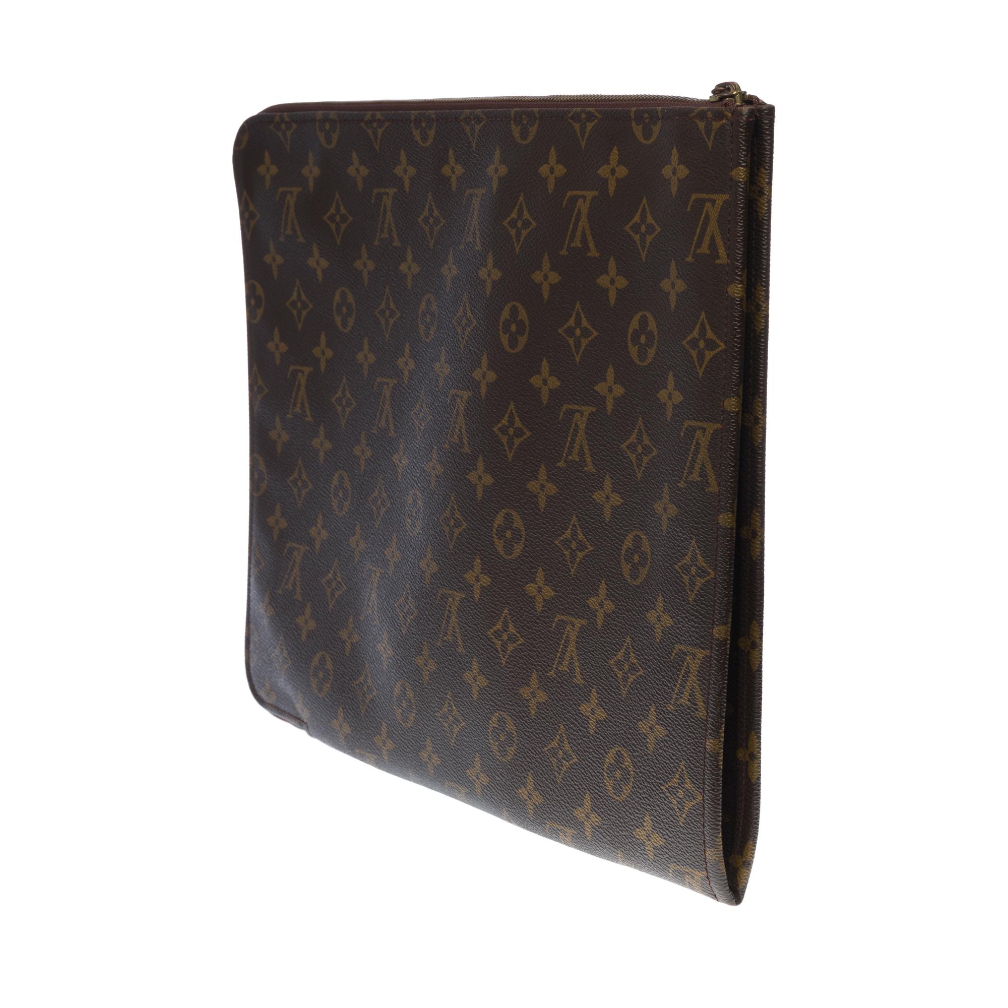 Dokumentenhalter von Louis Vuitton aus braunem Monogramm-Leinwand (Schwarz) im Angebot