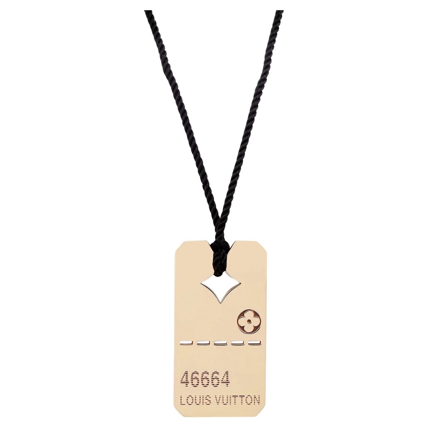 LOUIS VUITTON Sterling Silver LV Dog Tag Necklace 201722