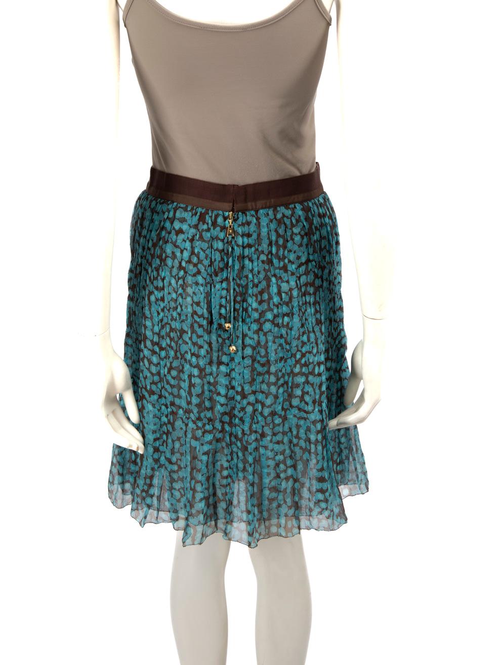 Blue Louis Vuitton Dotted Silk Flared Mini Skirt Size M