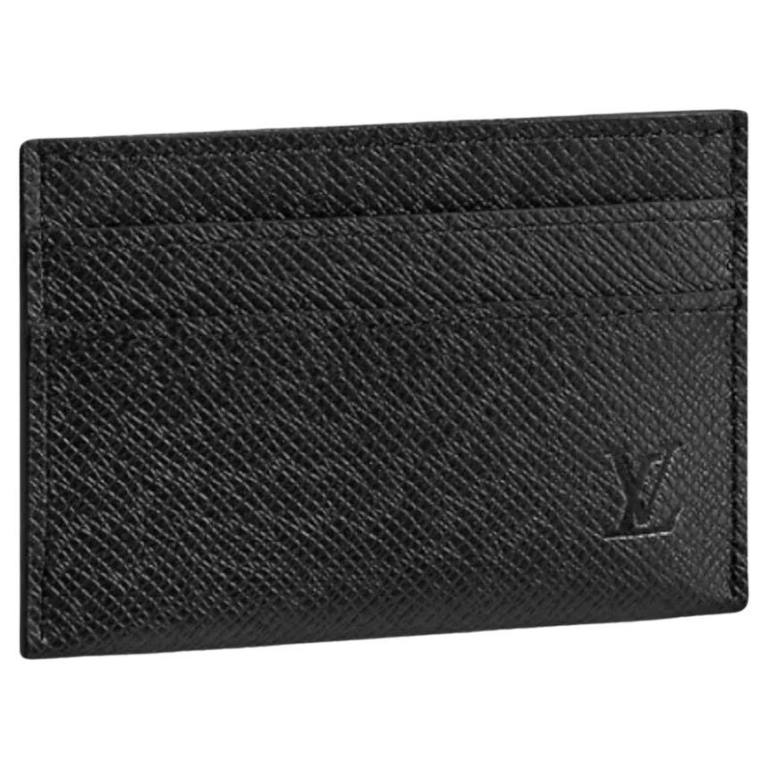 Louis Vuitton Double Card Holder Taiga Leather Black For Sale at 1stDibs