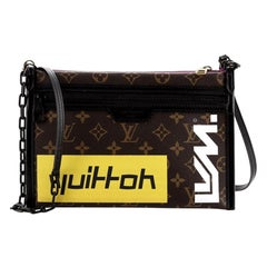 Louis Vuitton Double Flat Messenger Bag Limited Edition Logo Story Monogram