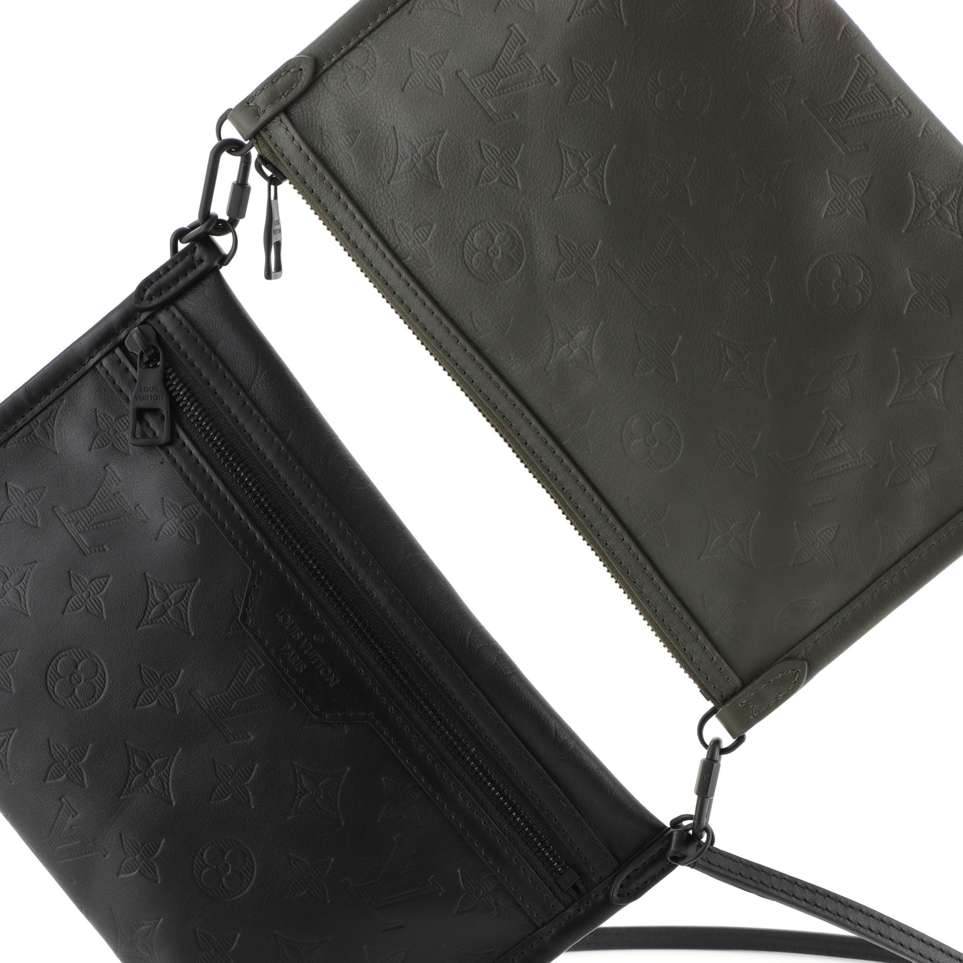 Louis Vuitton Double Flat Messenger Bag Monogram Shadow Leather 2