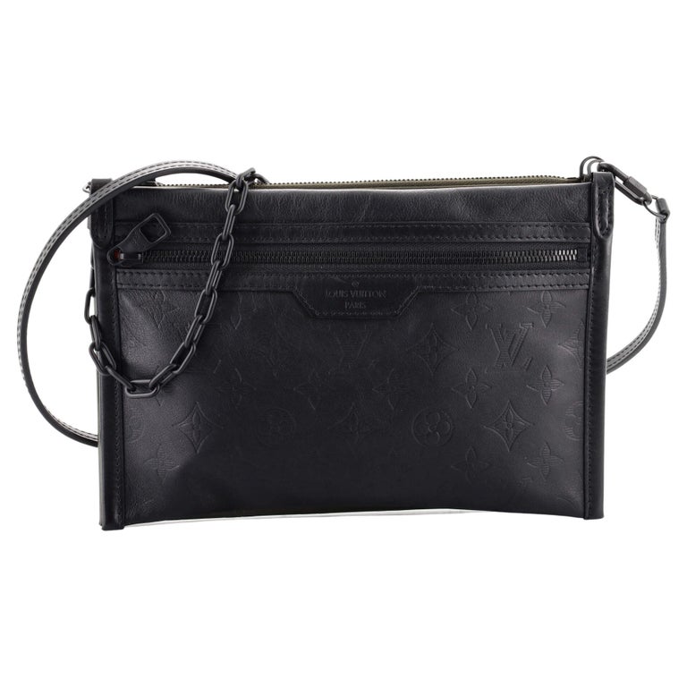 Louis Vuitton Double Flat Messenger Bag Monogram Shadow Leather at 1stDibs