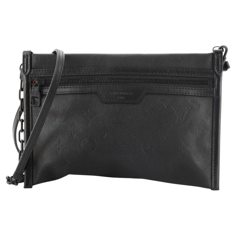 Louis Vuitton Double Flat Messenger Bag Monogram Shadow Leather For Sale at 1stDibs