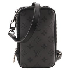 Used Louis Vuitton Double Phone Pouch Reverse Monogram Eclipse Canvas