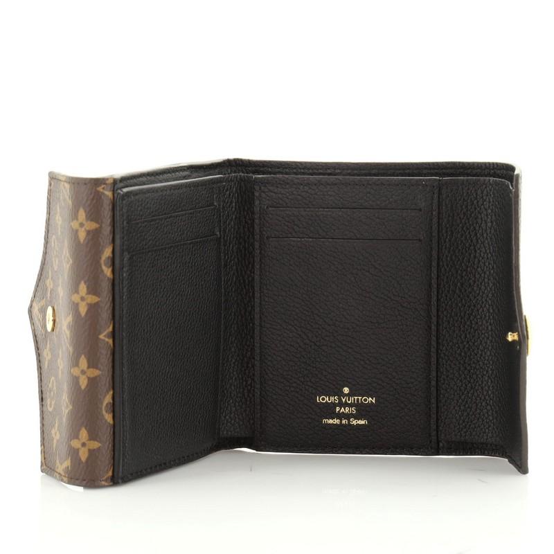 Black Louis Vuitton Double V Compact Wallet Leather With Monogram Canvas 