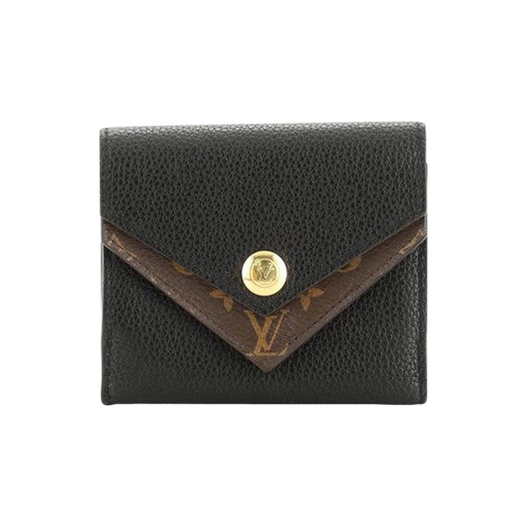 Louis Vuitton Double V Compact Wallet Leather With Monogram Canvas For Sale