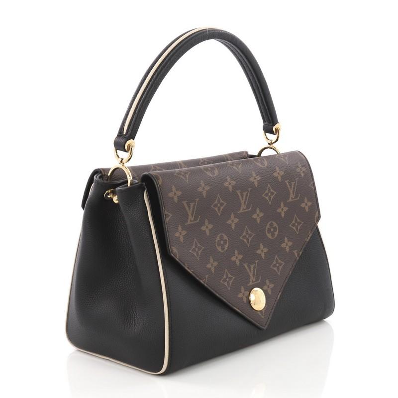 Black Louis Vuitton Double V Handbag Calfskin and Monogram Canvas