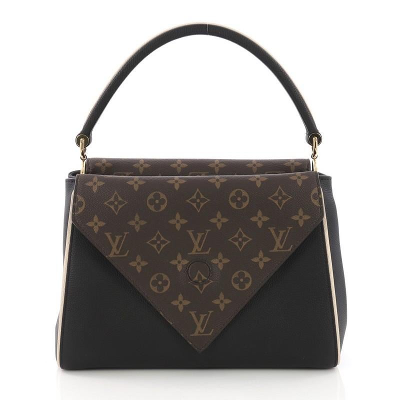 Louis Vuitton Double V Handbag Calfskin and Monogram Canvas In Excellent Condition In NY, NY