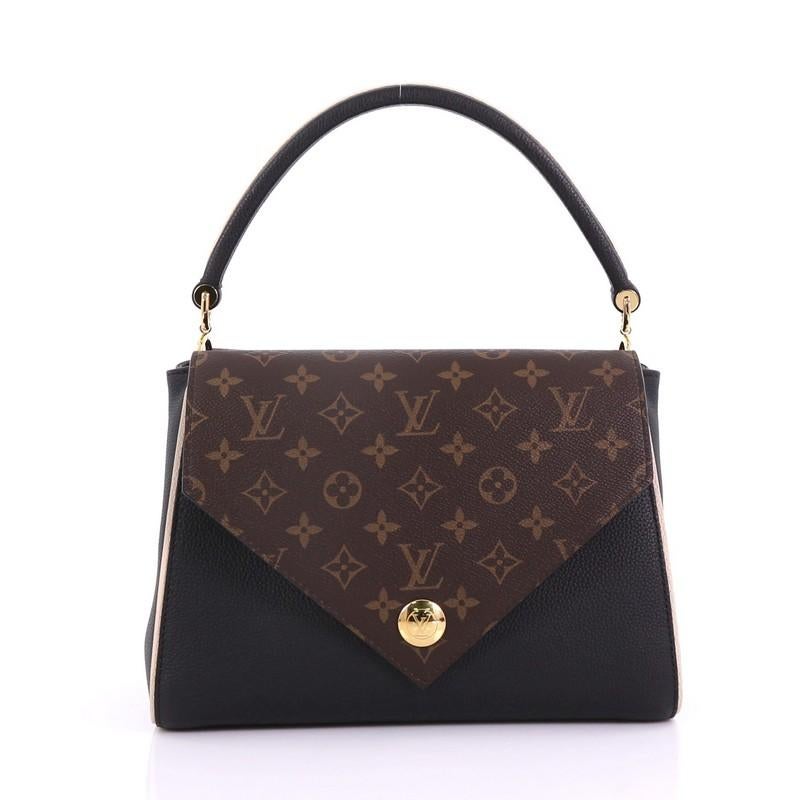 Louis Vuitton Double V Handbag Calfskin and Monogram Canvas In Good Condition In NY, NY