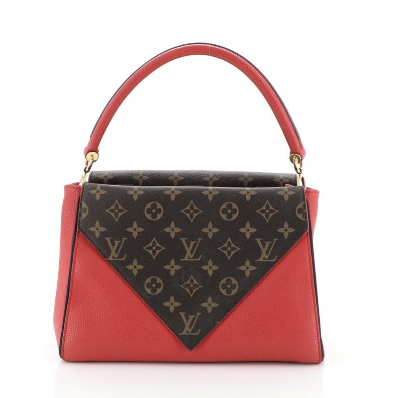 Louis Vuitton Double V Handbag Calfskin and Monogram Canvas In Good Condition In NY, NY