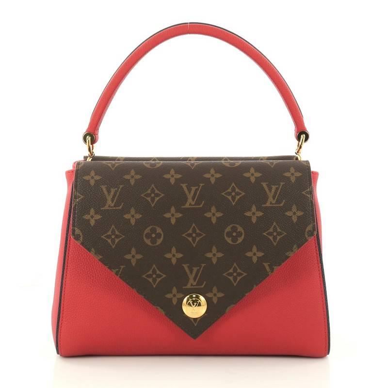Pink Louis Vuitton Double V Handbag Calfskin and Monogram Canvas