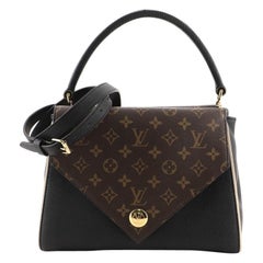 Louis Vuitton Double V Handbag Calfskin with Monogram Canvas