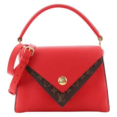Louis Vuitton Double V Handbag Calfskin with Monogram Canvas
