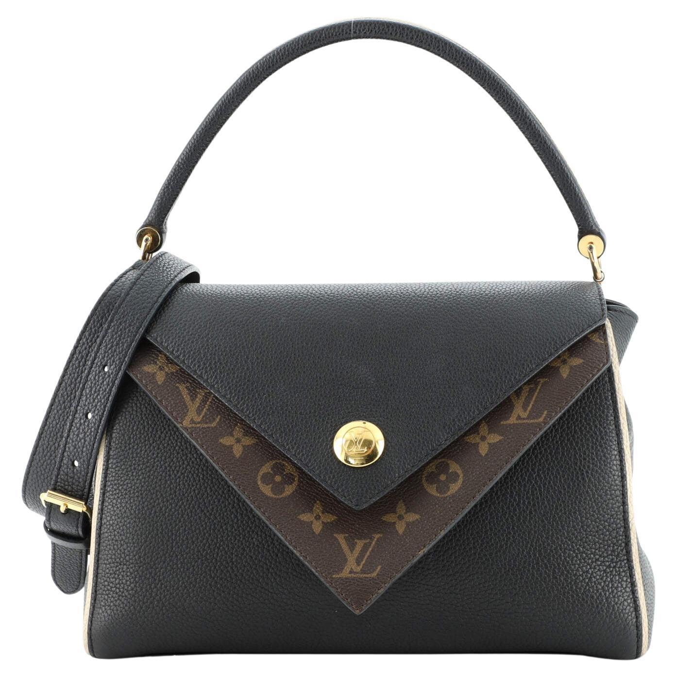 Louis Vuitton Double V Handbag Calfskin with Monogram Canvas