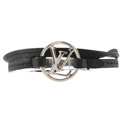 Louis Vuitton Bracelet à double portefeuille de couleur argent avec cercle LV