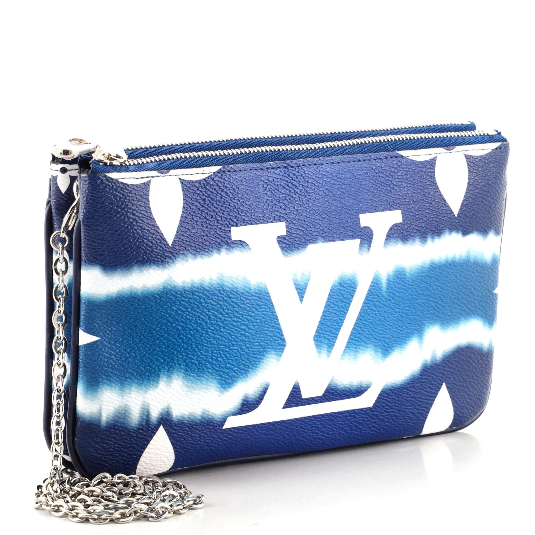 Blue Louis Vuitton Double Zip Pochette Limited Edition Escale Monogram Giant