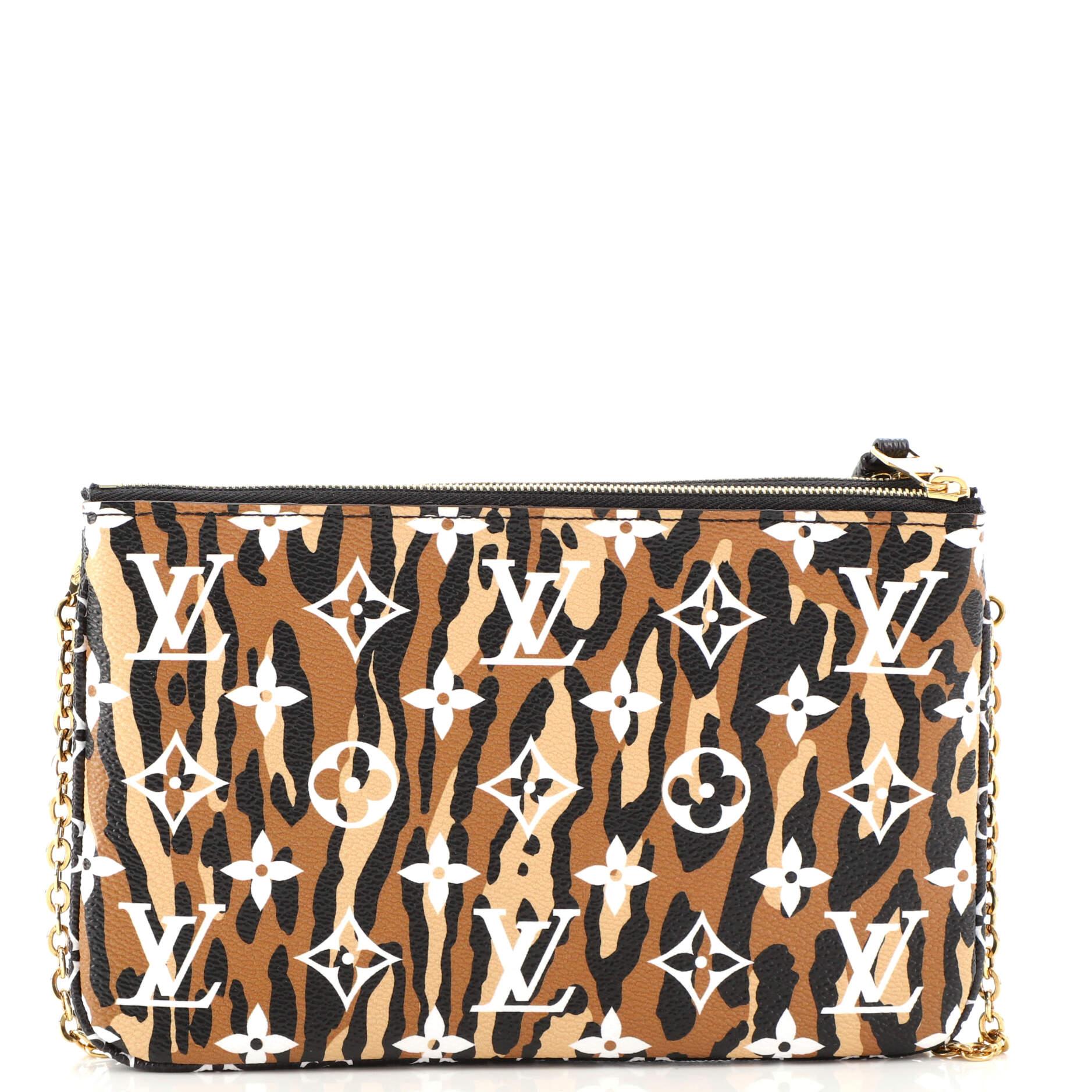Black Louis Vuitton Double Zip Pochette Limited Edition Jungle Monogram Giant