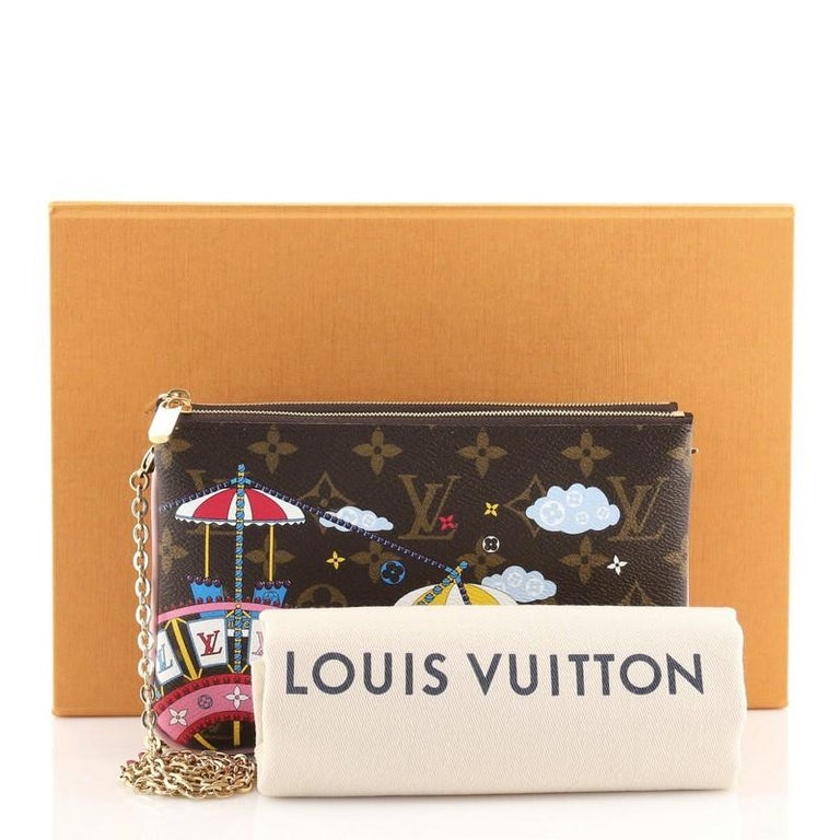 Louis Vuitton Brown, Pattern Print Monogram Vivienne Double Zip Pochette