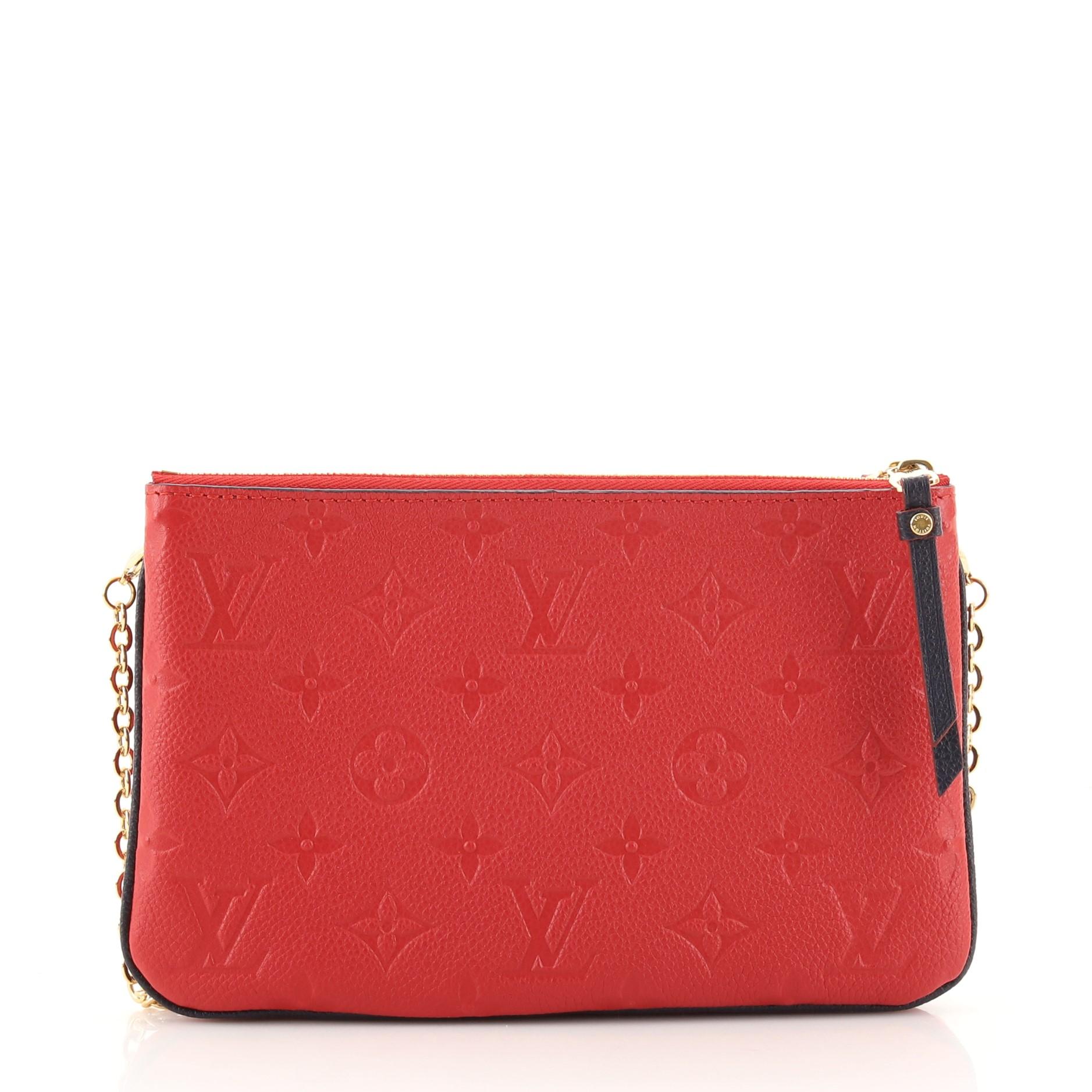 Black Louis Vuitton Double Zip Pochette Monogram Empreinte Leather
