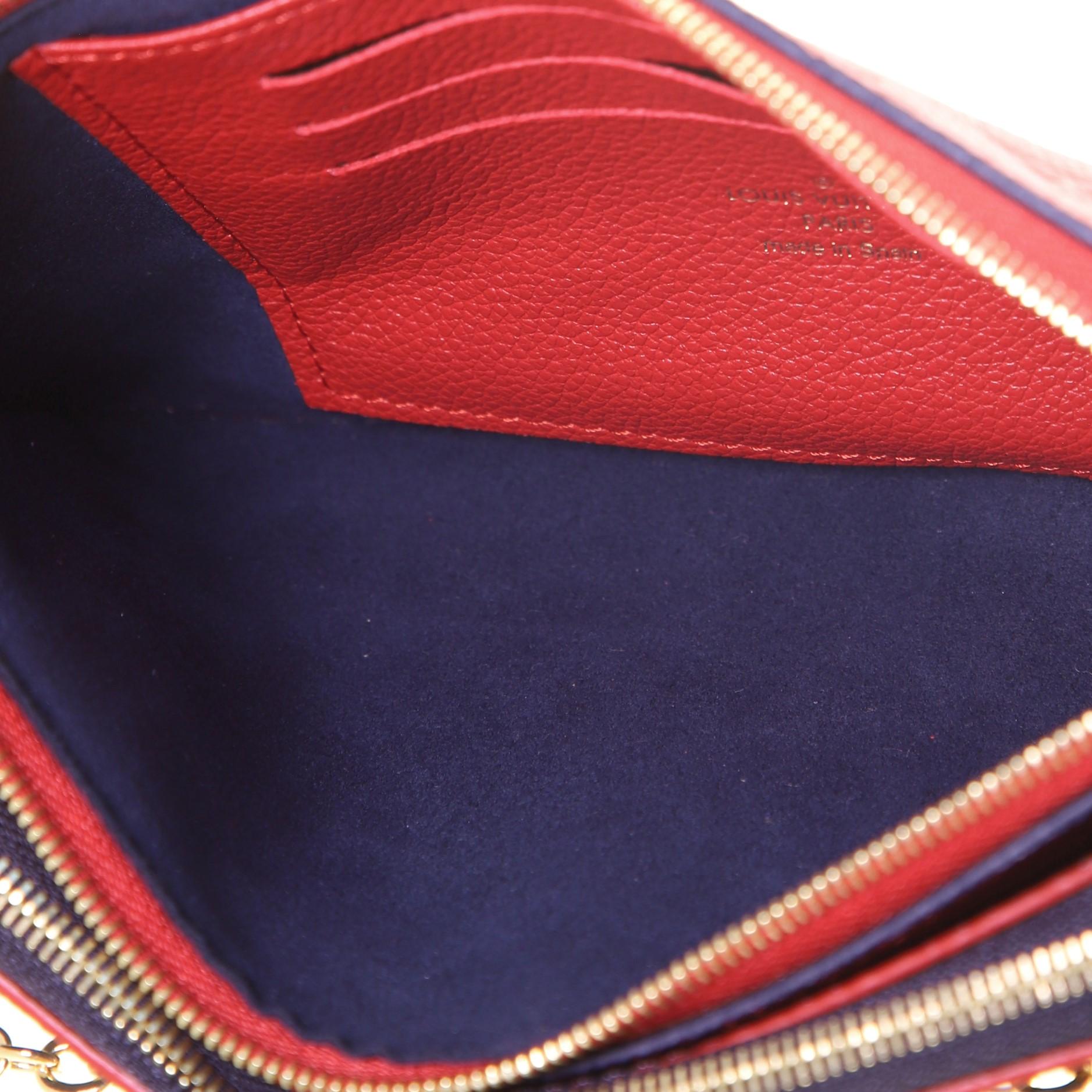 Women's or Men's Louis Vuitton Double Zip Pochette Monogram Empreinte Leather
