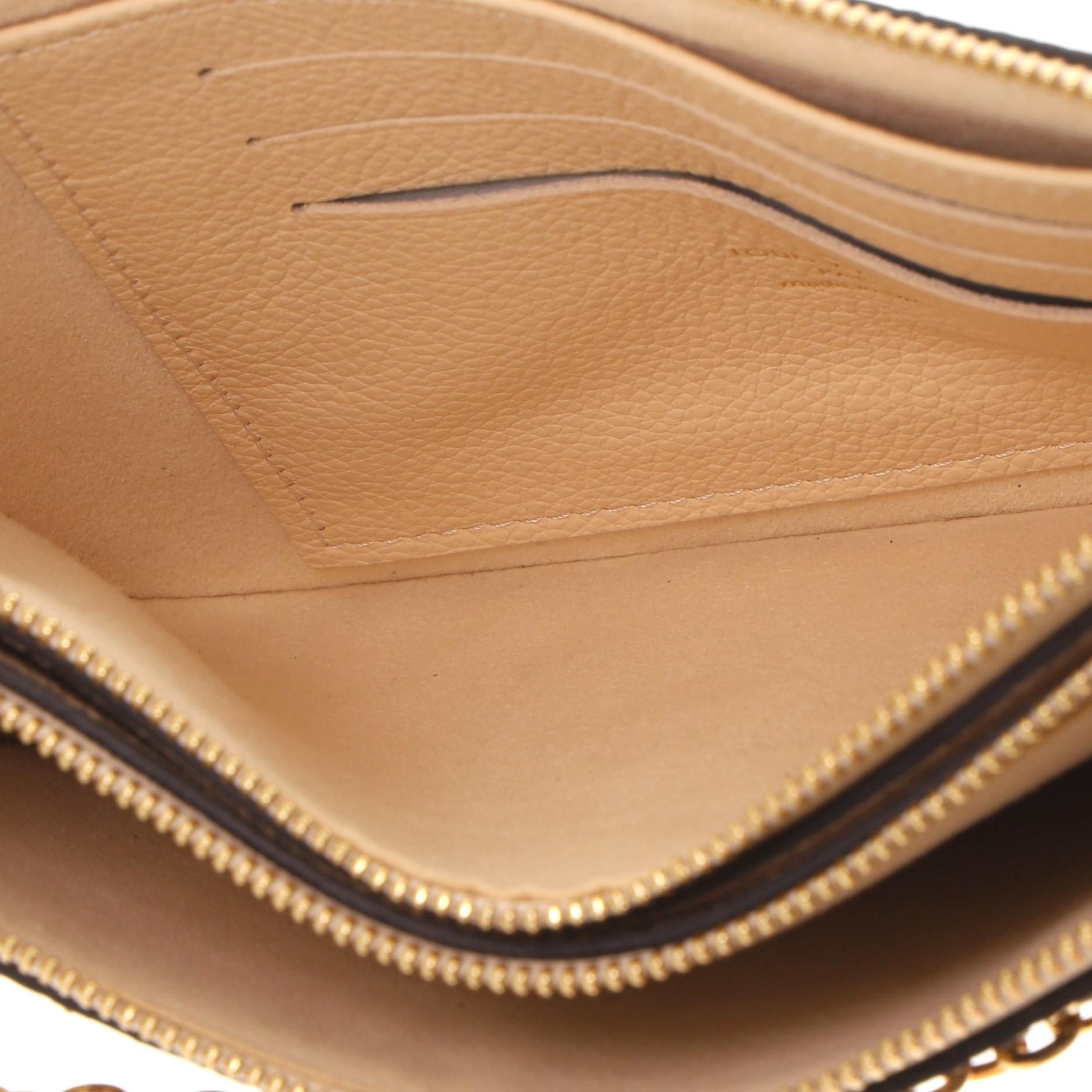 Beige Louis Vuitton Double Zip Pochette Monogram Empreinte Leather with Python