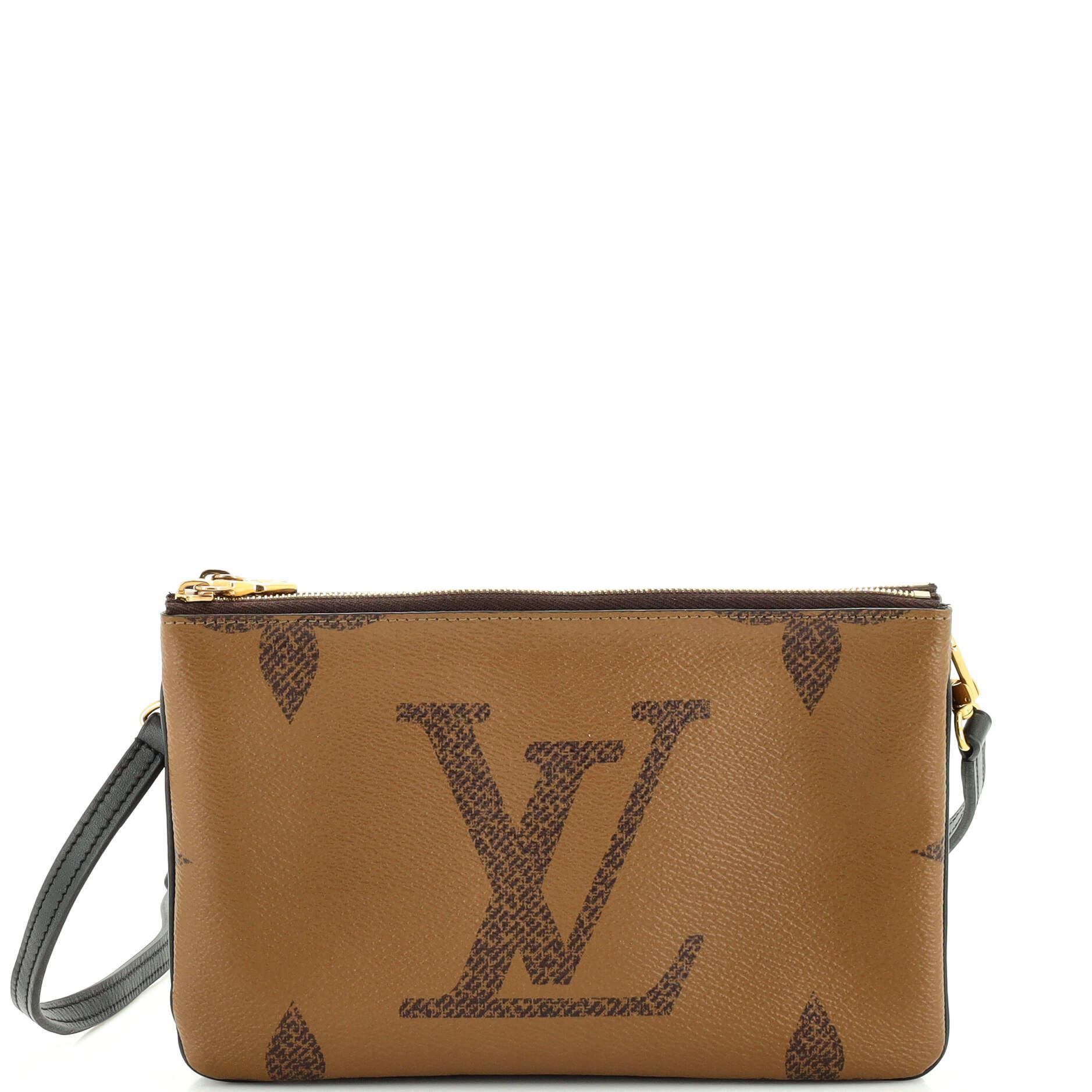 Louis Vuitton Pochette Double Zip Monogram Giant Reverse Brown in Canvas  with Gold-tone - US