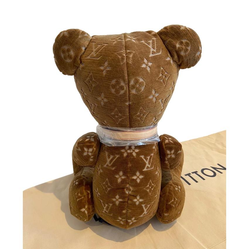 Louis Vuitton Doudou Brown Velour Monogram Teddy Bear In Excellent Condition For Sale In London, GB