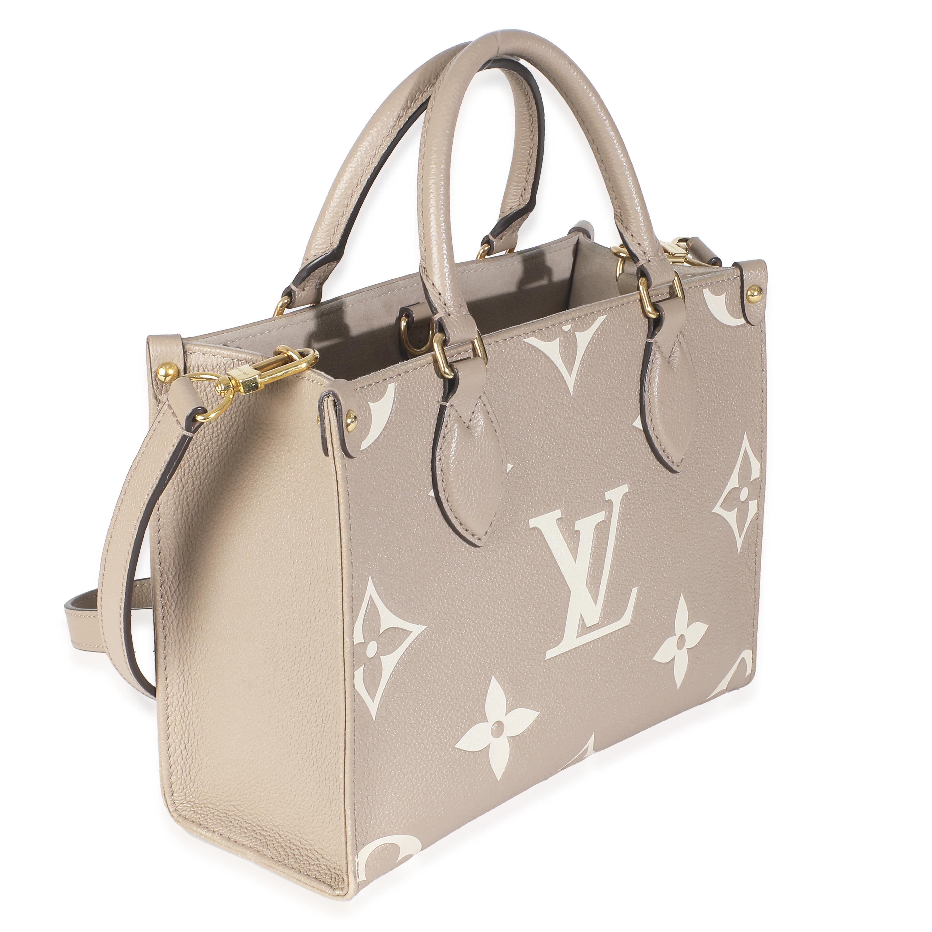Louis Vuitton Dove Cream Monogram Empreinte Onthego PM In Excellent Condition For Sale In New York, NY