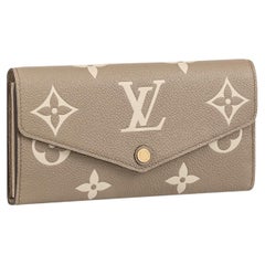 Louis Vuitton Dove Grey & Cream White Monogram Empreinte leather Sarah wallet