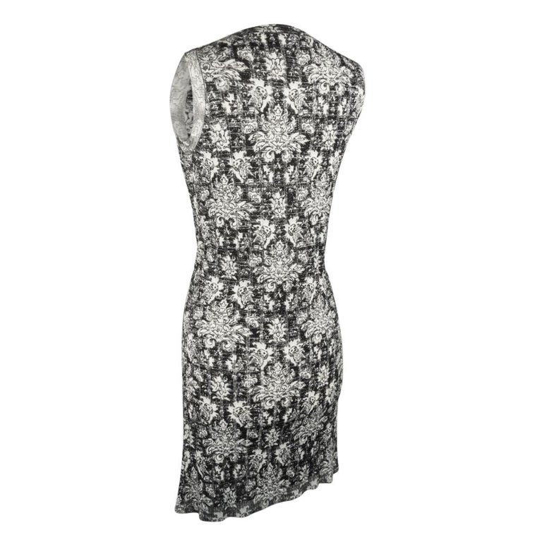 Louis Vuitton Dress Black Gray Stretch Floral Red Metallic Keyholes S ...