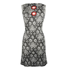 Louis Vuitton Dress Black Gray Stretch Floral Red Metallic Keyholes S