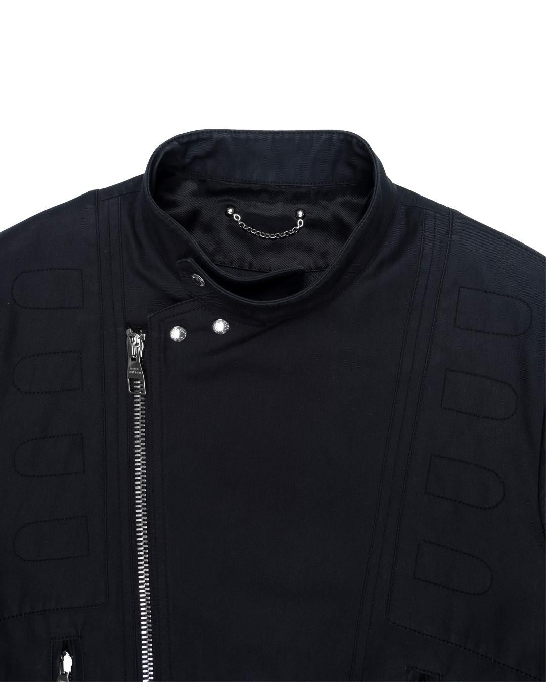 Black Louis Vuitton Drill Cotton Biker Jacket For Sale