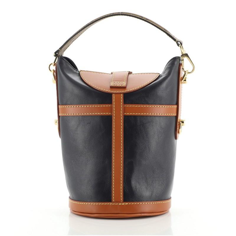 Black Louis Vuitton Duffle Handbag Leather with Reverse Monogram Canvas