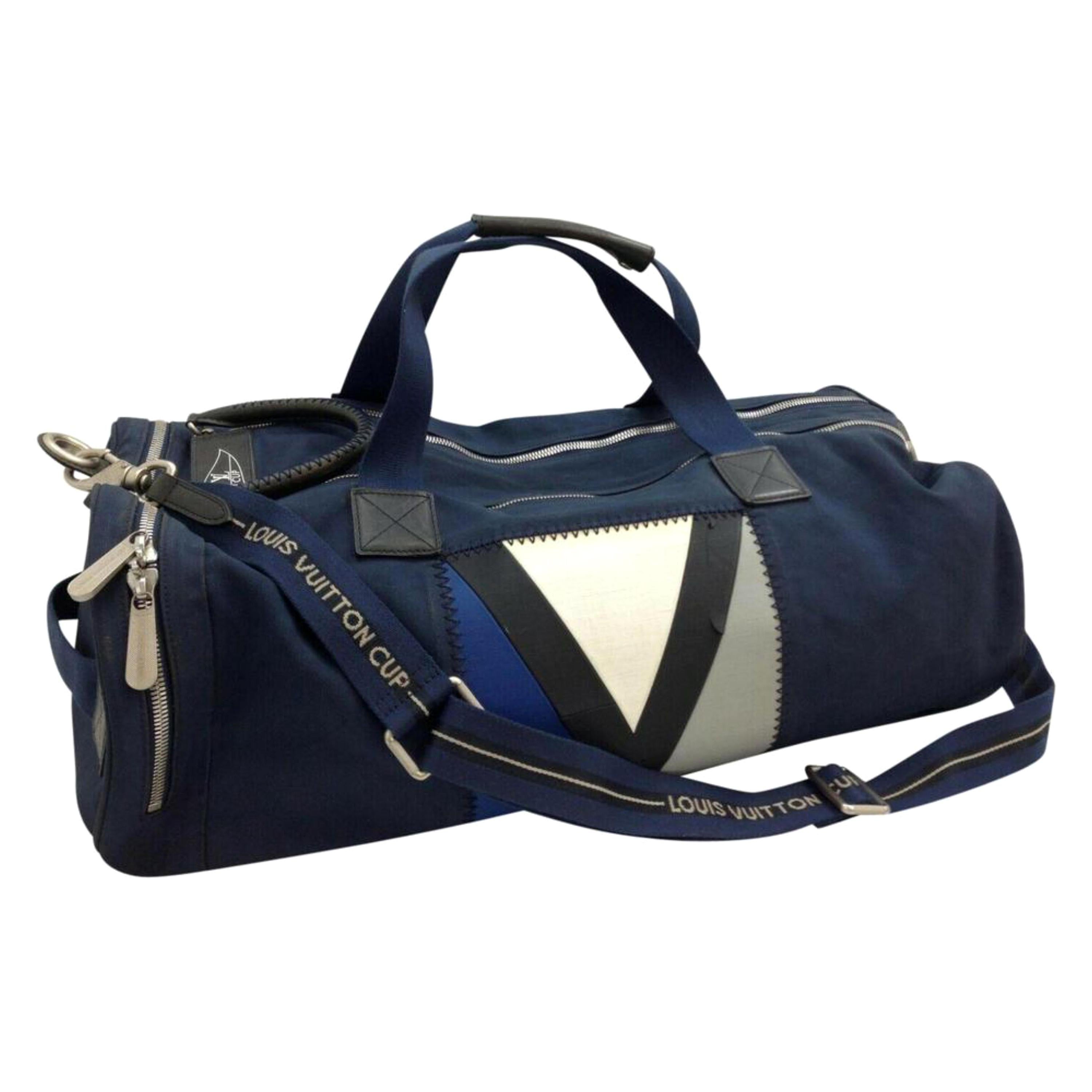Louis Vuitton Duffle Lv Cup Gaston V Boston 870305 Blue Canvas Shoulder Bag For Sale