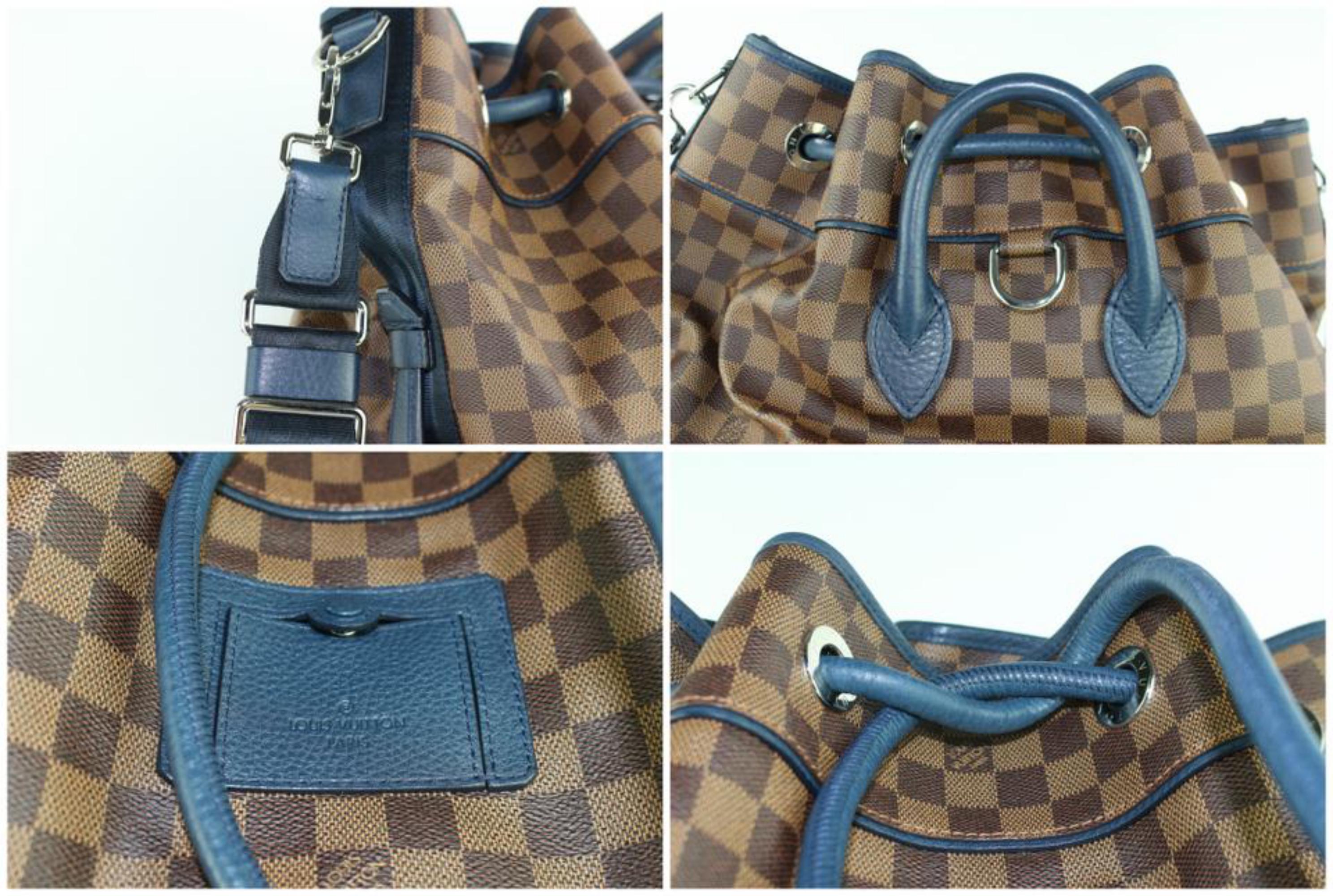 Louis Vuitton Duffle Ultra Rare  Ebene Blue Sac Marin 17lz0129 Brown Backpack  In Excellent Condition For Sale In Forest Hills, NY