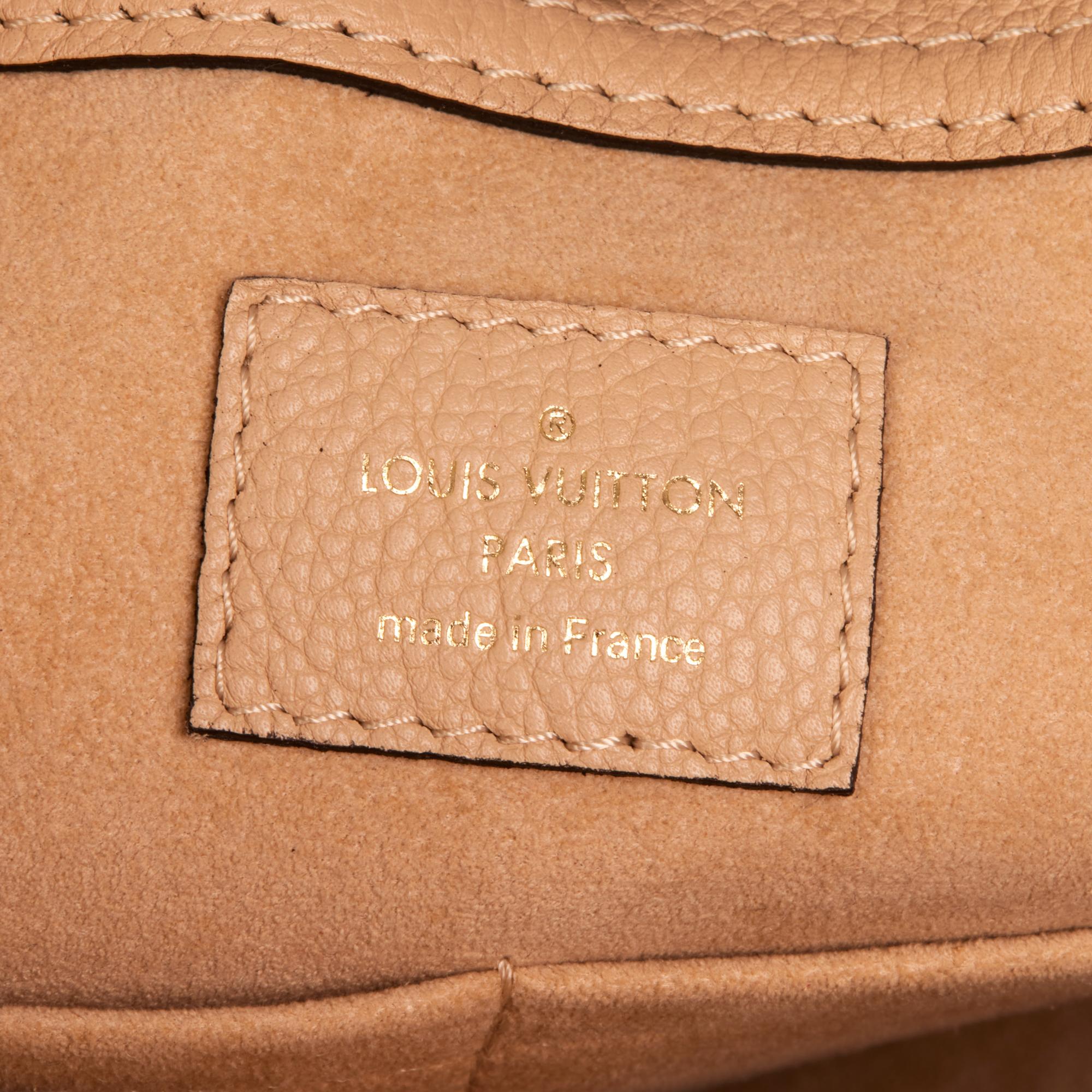 Louis Vuitton Dune Calfskin Leather & Brown Monogram Pallas Shopper For Sale 4