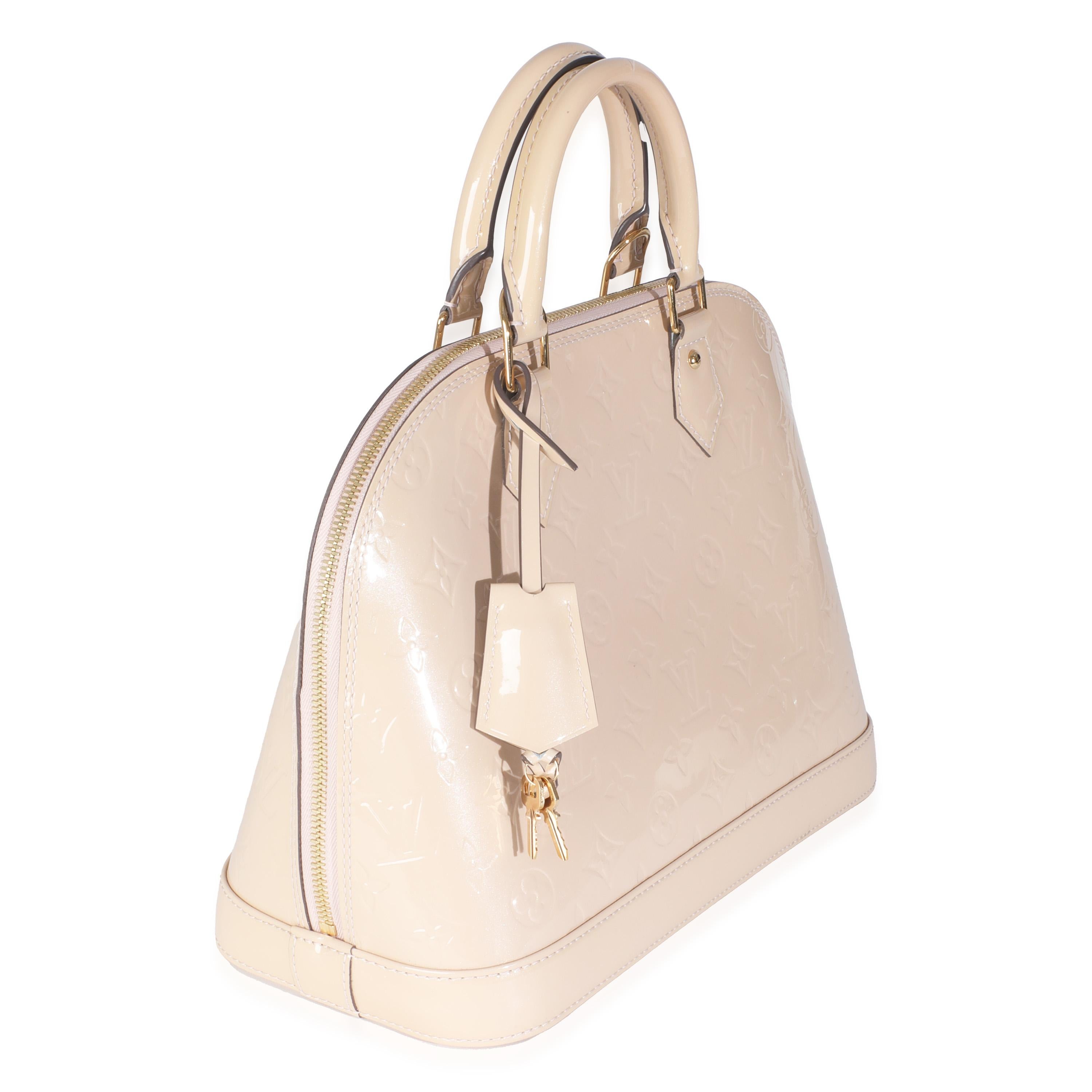 Beige Louis Vuitton Dune Monogram Vernis Alma PM in vendita