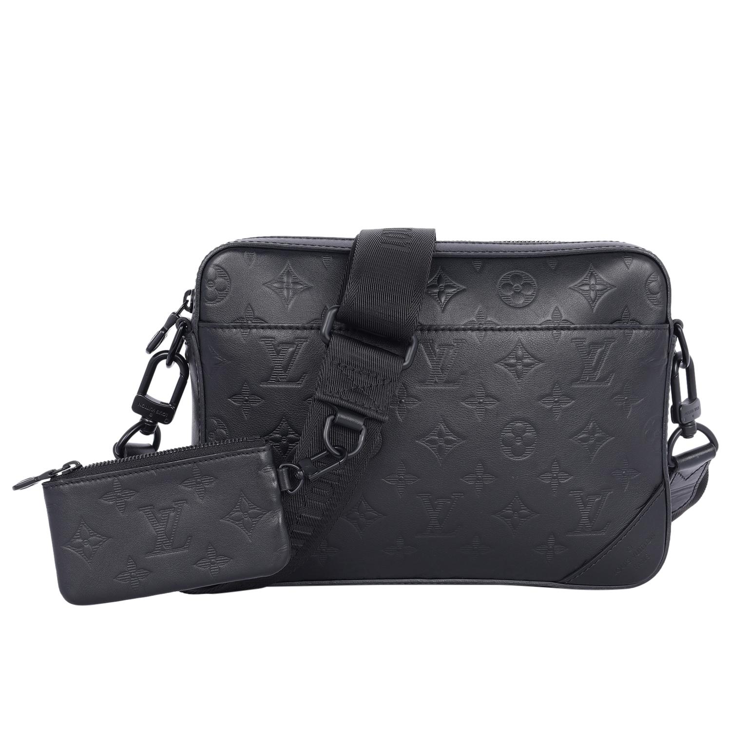 Louis Vuitton Duo Messenger Bag Leather Black In Excellent Condition In Salt Lake Cty, UT