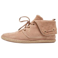 Louis Vuitton Dusty Pink Empreinte Suede Lace Up Booties Size 39