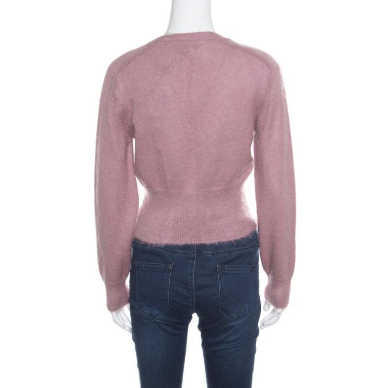 Louis Vuitton Dusty Pink Mohair Rib Knit Tapered Waist Sweater XS For ...
