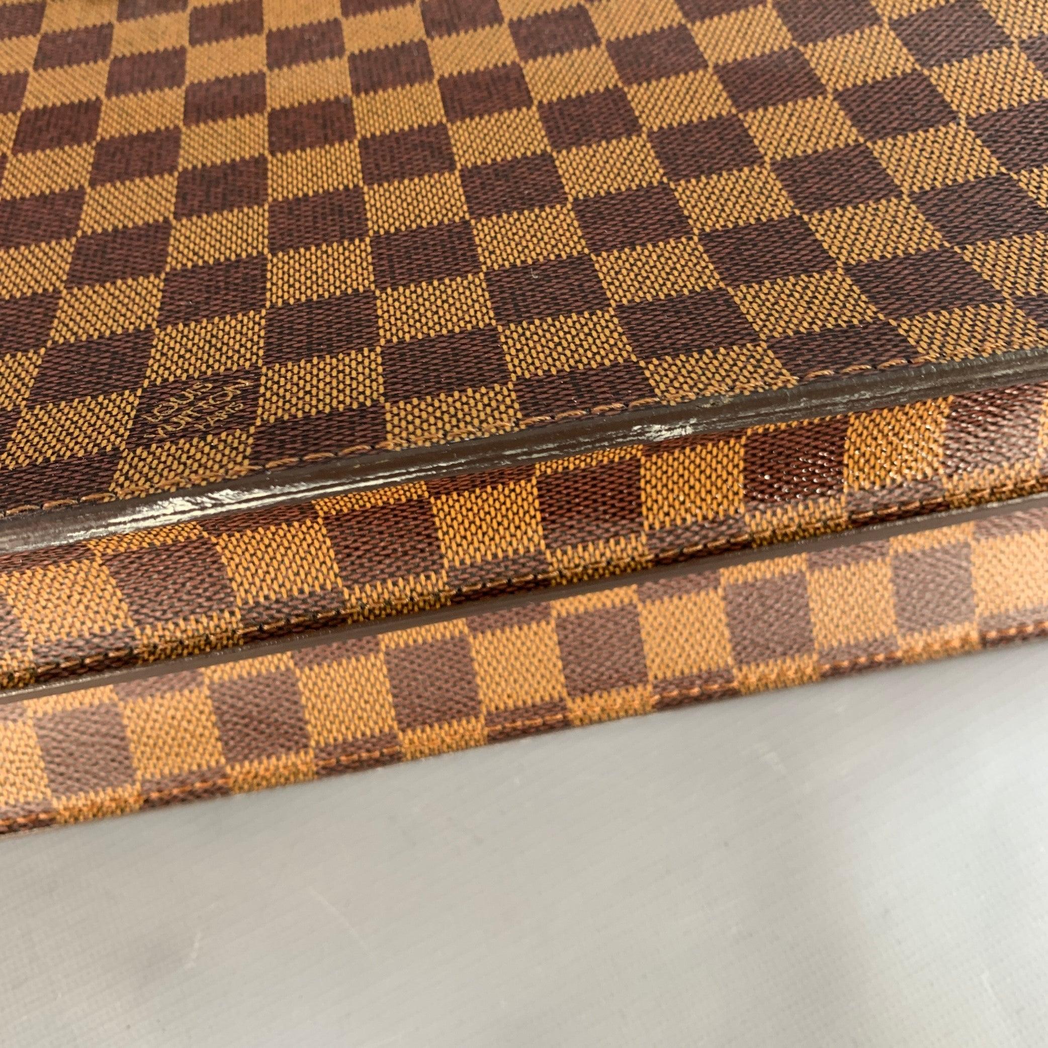 LOUIS VUITTON Ebene Brown Beige Damier Leather Coated Canvas Briefcase Bag For Sale 7