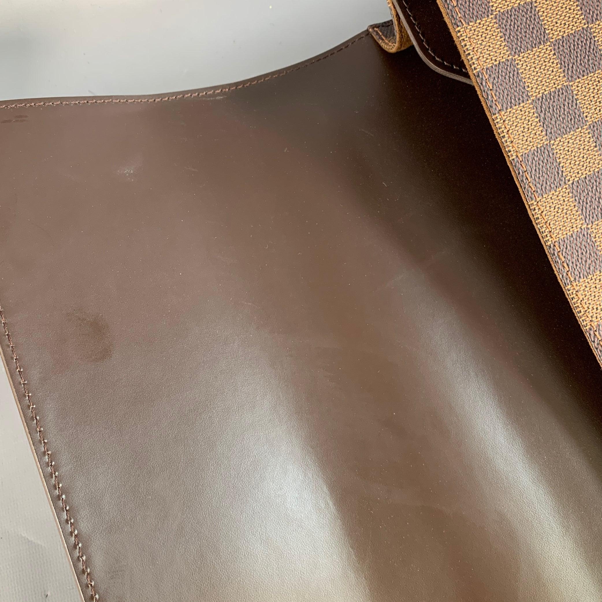 LOUIS VUITTON Ebene Brown Beige Damier Leather Coated Canvas Briefcase Bag For Sale 3