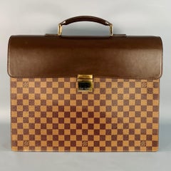 LOUIS VUITTON Ebene Braun Beige Damier Leder Coates Segeltuch Aktentasche