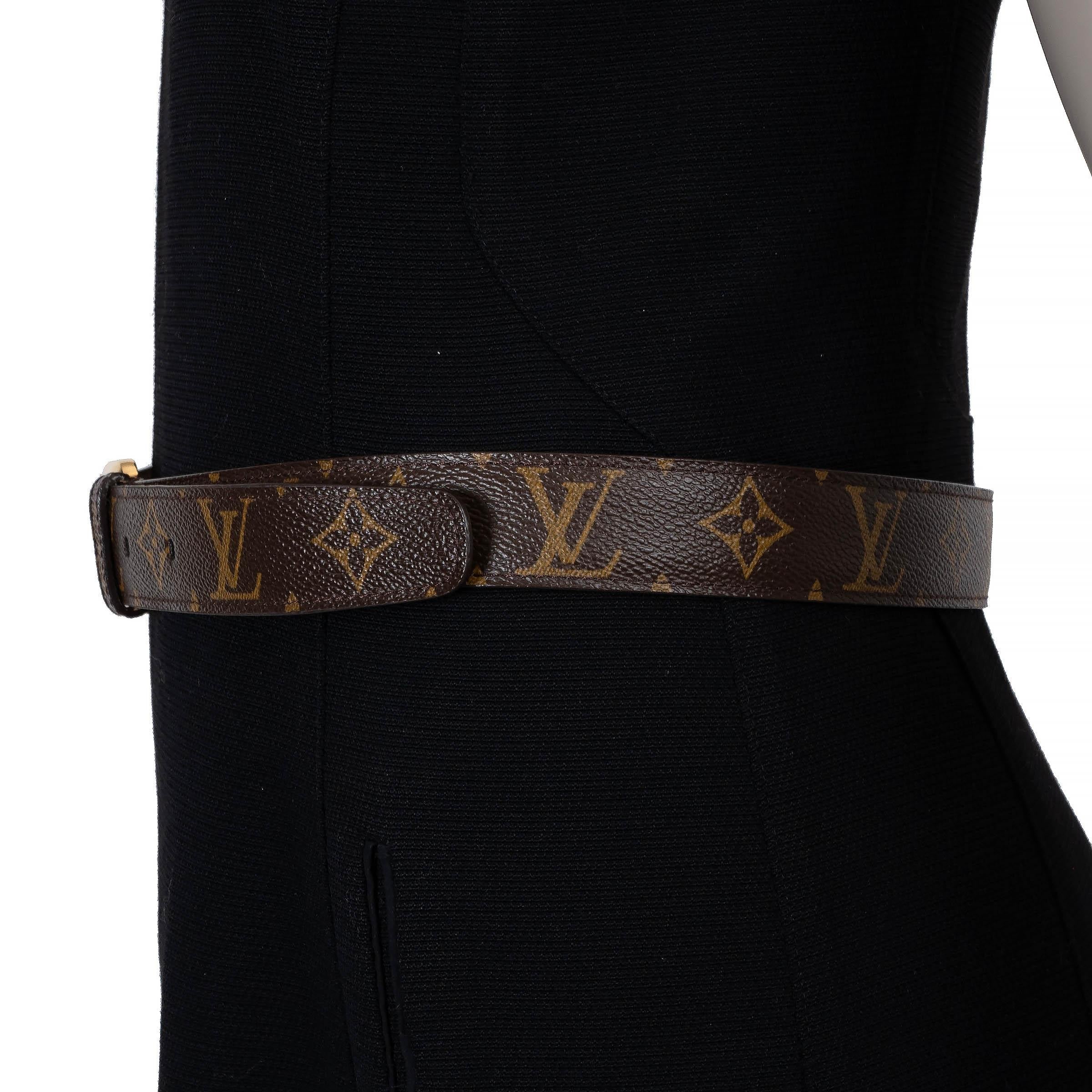 Black LOUIS VUITTON Ebene brown Monogram canvas ELLIPSE Belt 85 / 34
