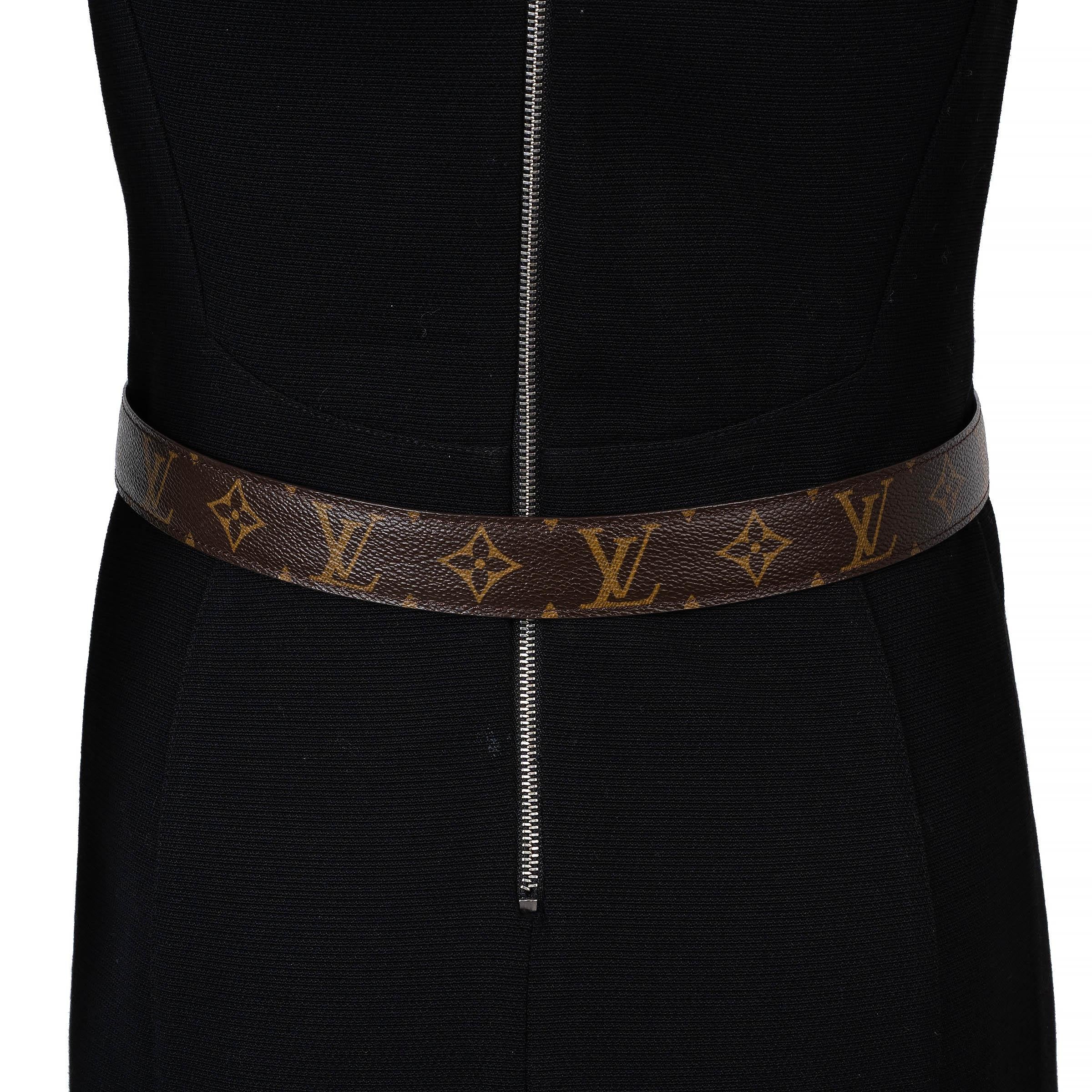 LOUIS VUITTON Ebene brown Monogram canvas ELLIPSE Belt 85 / 34 In Good Condition In Zürich, CH