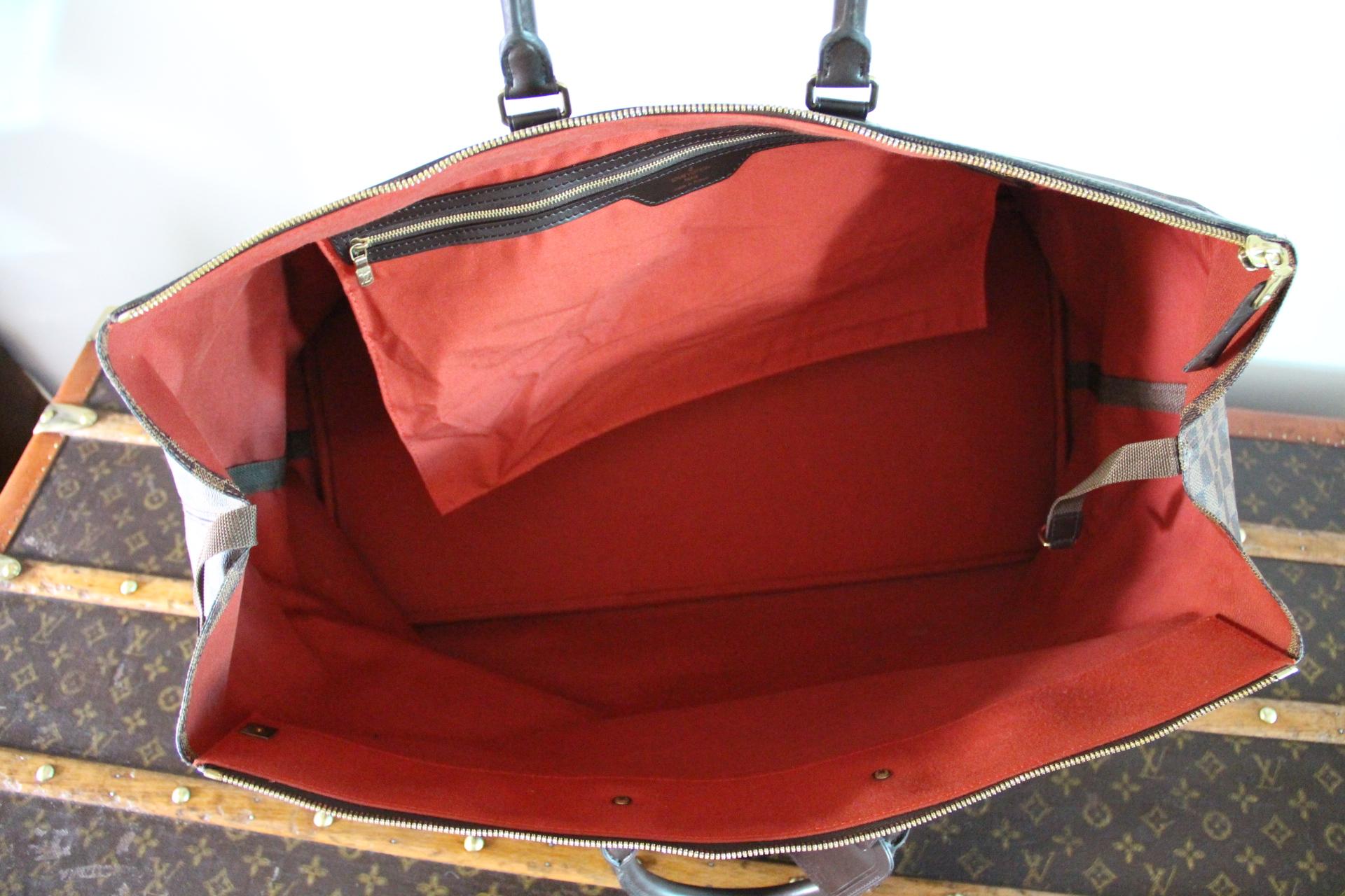 Borsa da viaggio grande in tela Louis Vuitton Ebene Damier in vendita 8
