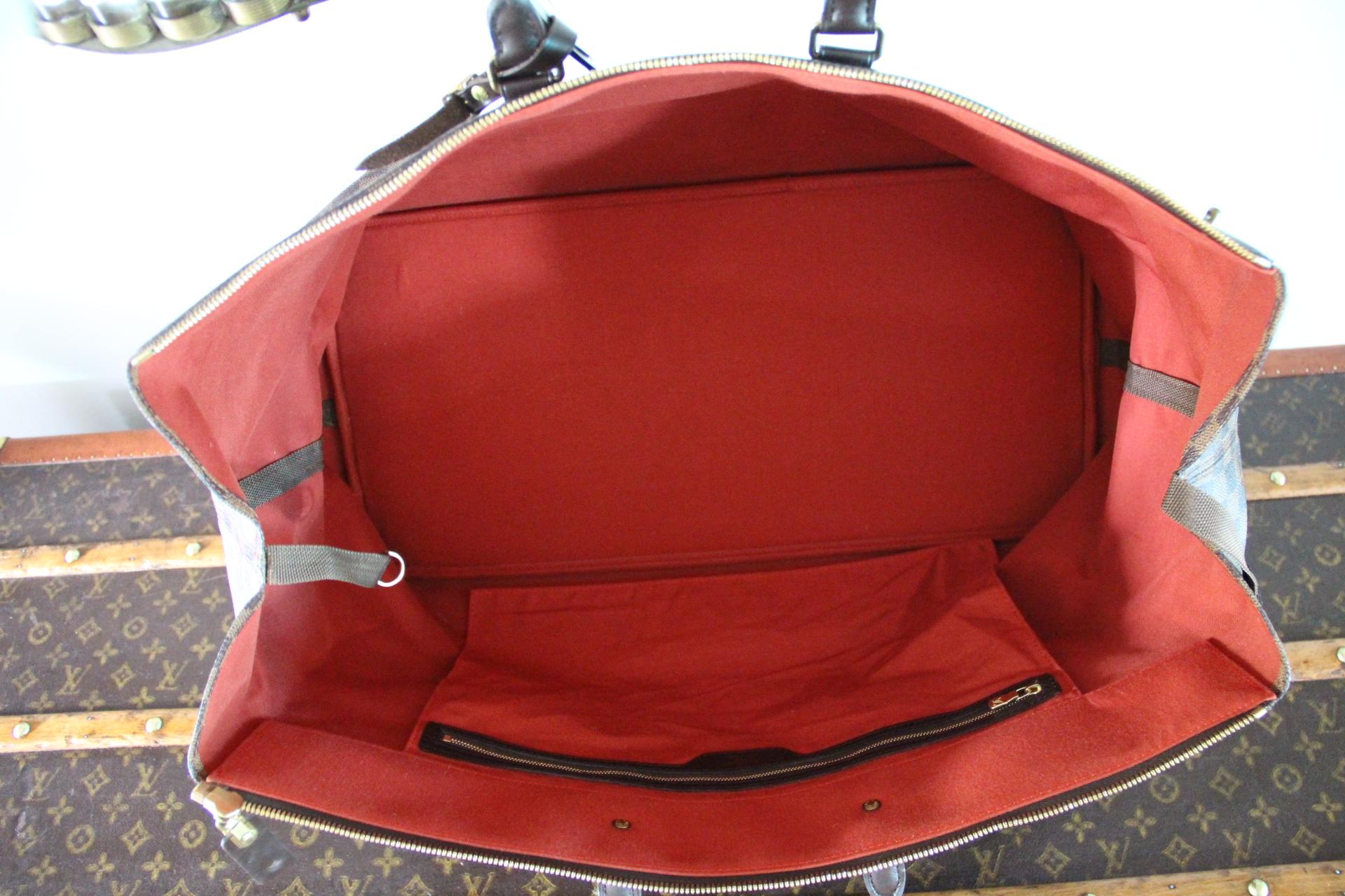 Borsa da viaggio grande in tela Louis Vuitton Ebene Damier in vendita 9